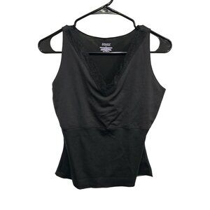 Spanx By Sara Blakely Black Lace Trim Shapewear Tank Top Size L Sleek Flattering